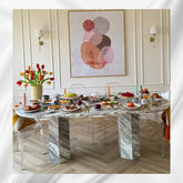 Table à manger Myra Fantasy en marbre marron 8 places